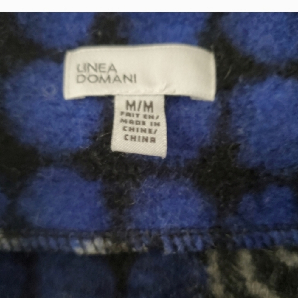 Wool Domani Blue Worldly Checkered Patch Polka Do… - image 2